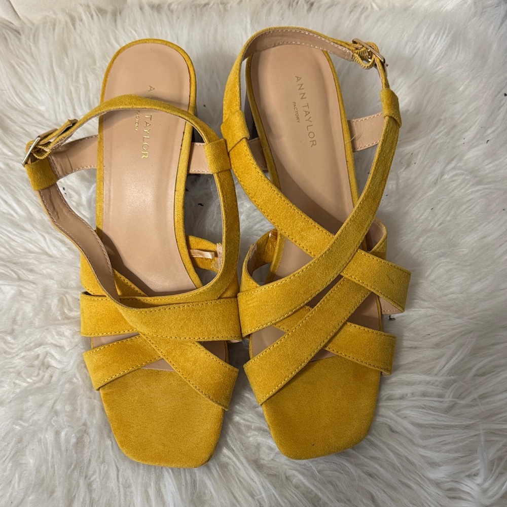 Ann Taylor Mustard Yellow Strappy Sandals